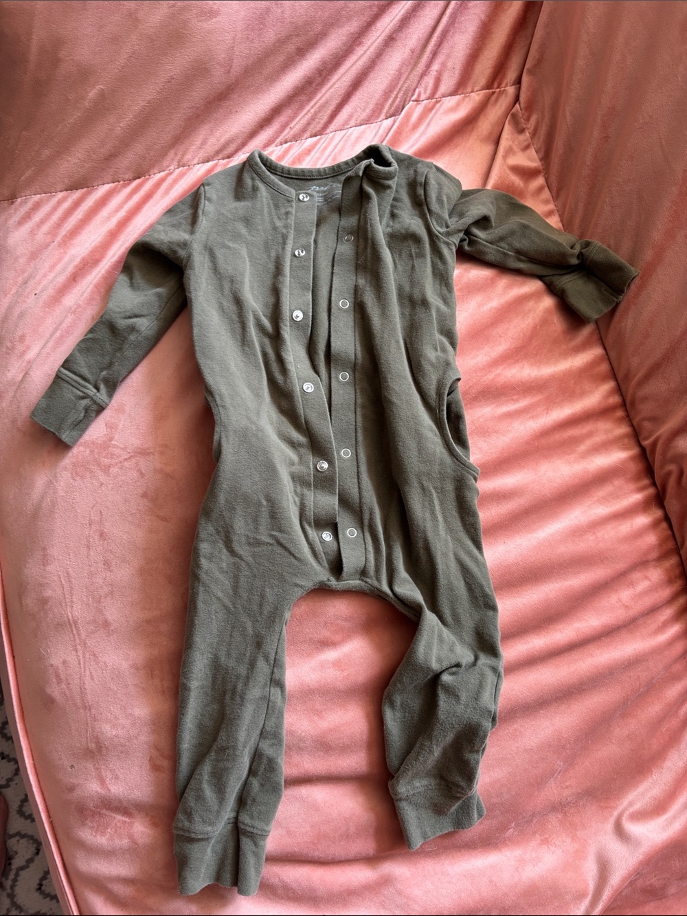 Snap-Front Kids Olive One-Piece Footie
